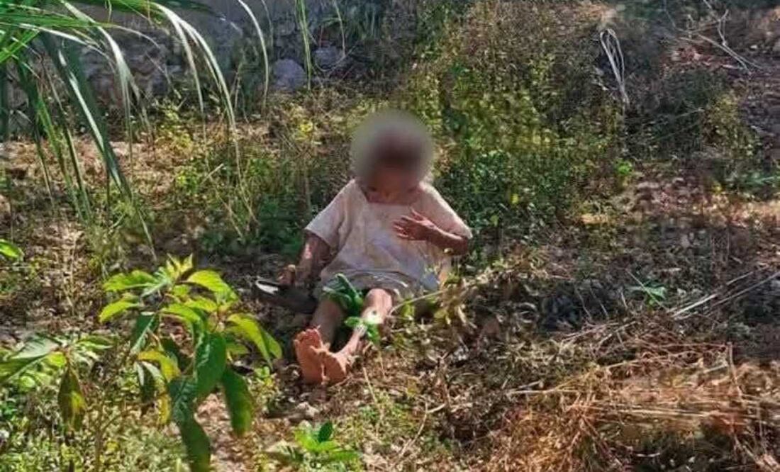 Abandonan a anciana en terreno baldío en Yekax, Yucatán (14/03/2025). Foto: Especial