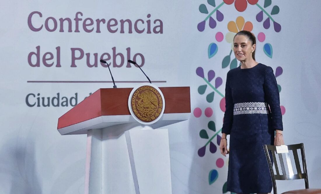 La presidenta Claudia Sheinbaum durante la mañanera del 18 de julio de 2025. Foto: Fernanda Rojas/EL UNIVERSAL