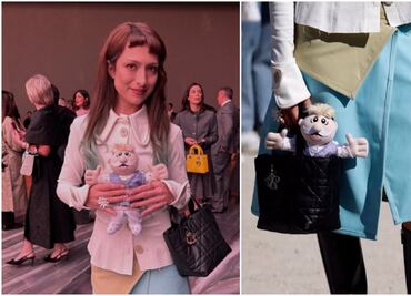Tiktoker asiste al Fashion Week de París con muñeco del Dr Simi vestido de Dior y se viraliza