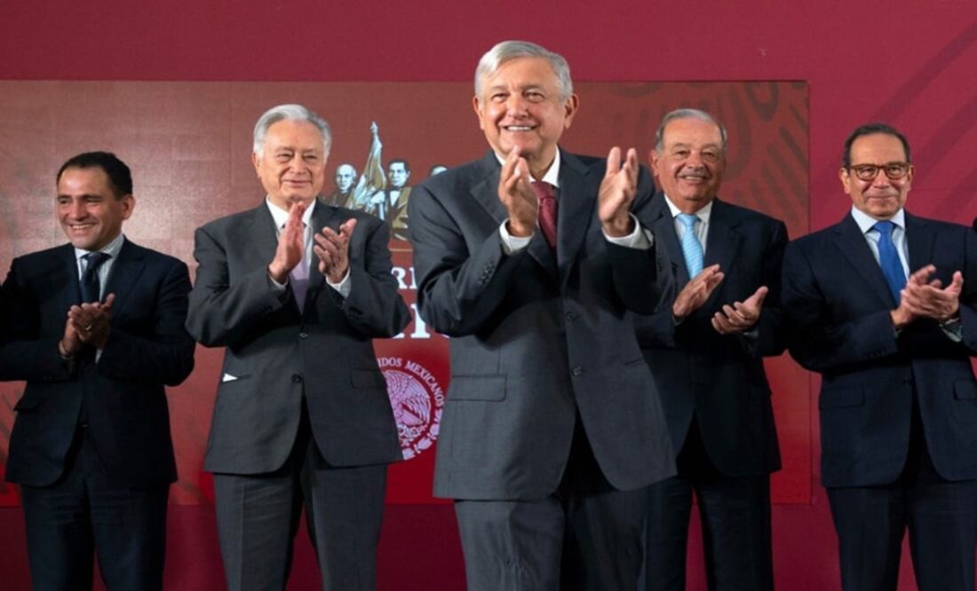 Representatives of Grupo Carso, IEnova, and TransCanada attended the news conference – Photo: Taken from Manuel Bartlett’s Twitter account