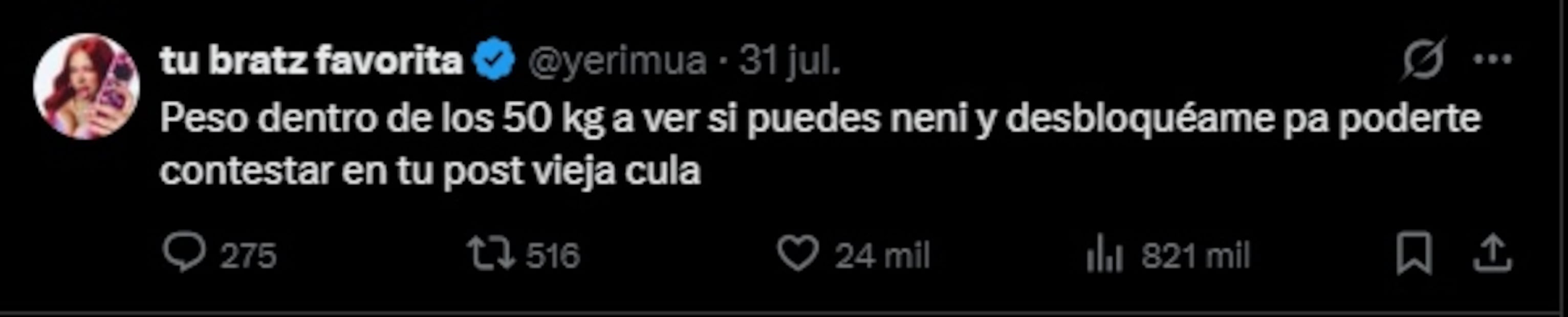 Yeri Mua responde mensaje de Bellakath. Foto: Captura de pantalla