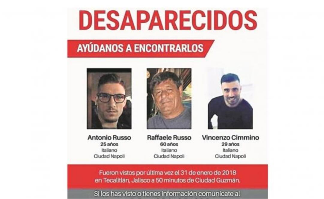 Extranjeros desaparecidos. Raffaele Russo, Antonio Russo y Vincenso Russo  (Foto: Especial)