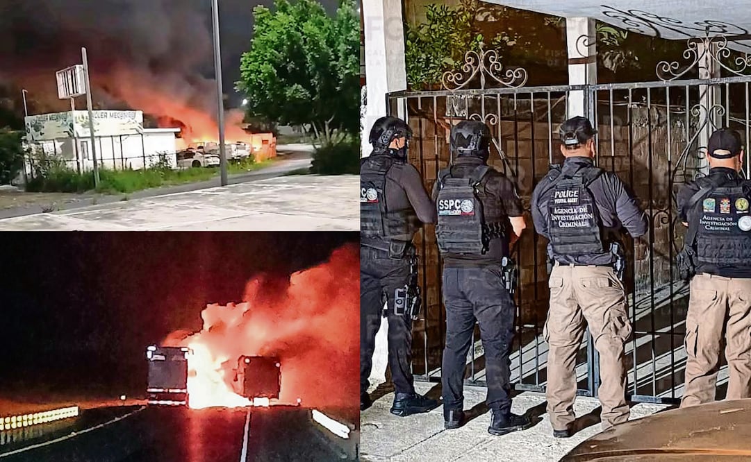 Tras la detención de Alexander “N”, ocurrida en un domicilio de Reynosa (izq.), se desató una serie de bloqueos e incendios en varios puntos de la ciudad. Fotos: Especial
