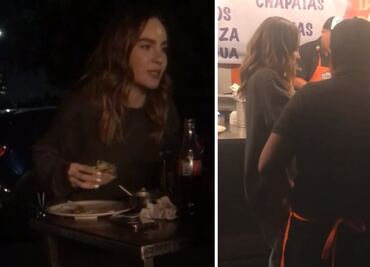 Belinda se echa unos tacos en plena calle y cantando