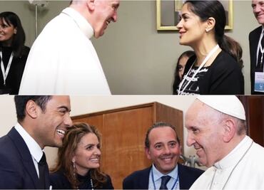 Salma Hayek, Carlos Rivera y otras figuras del espectáculo que recibieron la bendición del Papa Francisco