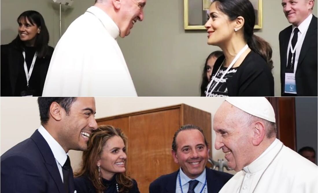 Salma Hayek y Carlos Riveras, algunos de los mexicanos famosos que tuvieron la oportunidad de conocer al sumo pontífice, el papa Francisco.
Fotos: YouTube e Instagram