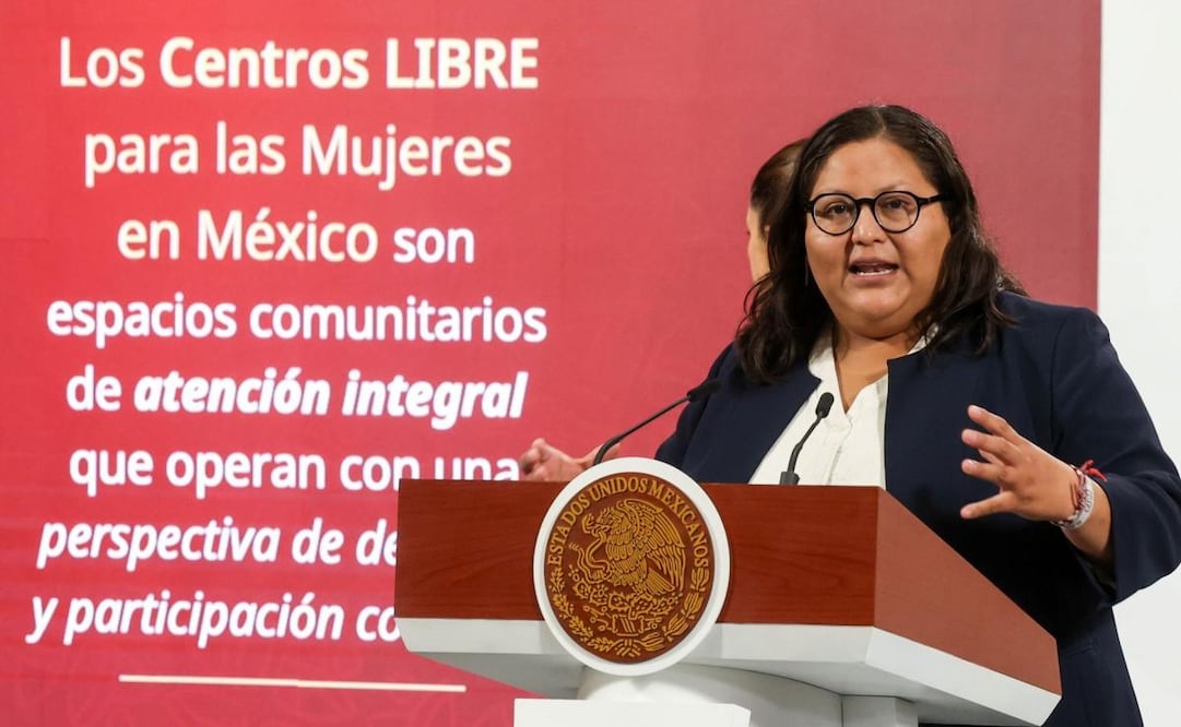 Citlalli Hernández, entonces titular de se la Secretaría de las Mujeres, dio detalles de la operación de los Centros LIBRE para las Mujeres, durante la Mañanera del Pueblo del 21 de julio de 2025. Foto: Cuartoscuro
