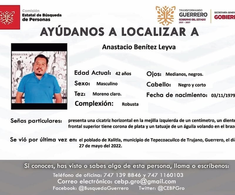 Anastacio Benítez se encuentra desaparecido, tras ser sacado de su casa el viernes pasado, junto a otro hombre.  Foto: Especial