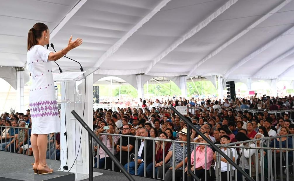 La presidenta de México, Claudia Sheinbaum, durante su gira "Honestidad y resultados" en Monterrey, Nuevo León, el 06 de septiembre de 2026. Foto: Presidencia