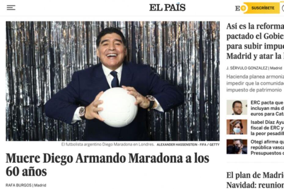 "La muerte de un Dios": así reportan el fallecimiento de Maradona en el mundo