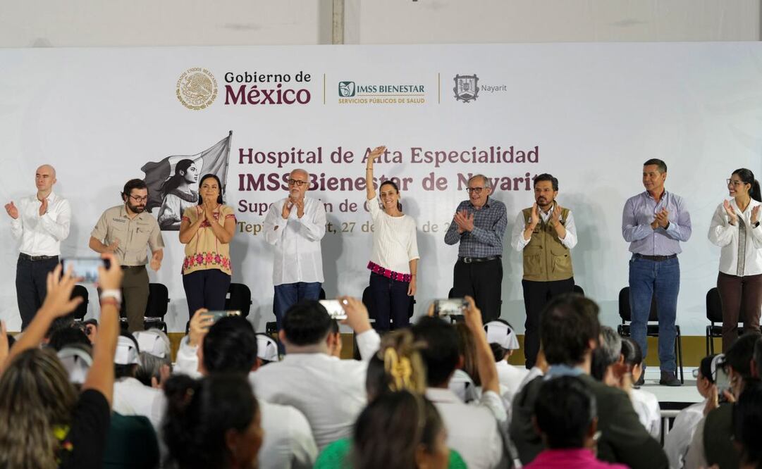 La Presidenta de México, Claudia Sheinbaum, acudió al Estado de Nayarit con el fin de supervisar la construcción del Hospital de Alta Especialidad del Instituto Mexicano del Seguro Social para el Bienestar (IMSS-Bienestar). Foto: Especial