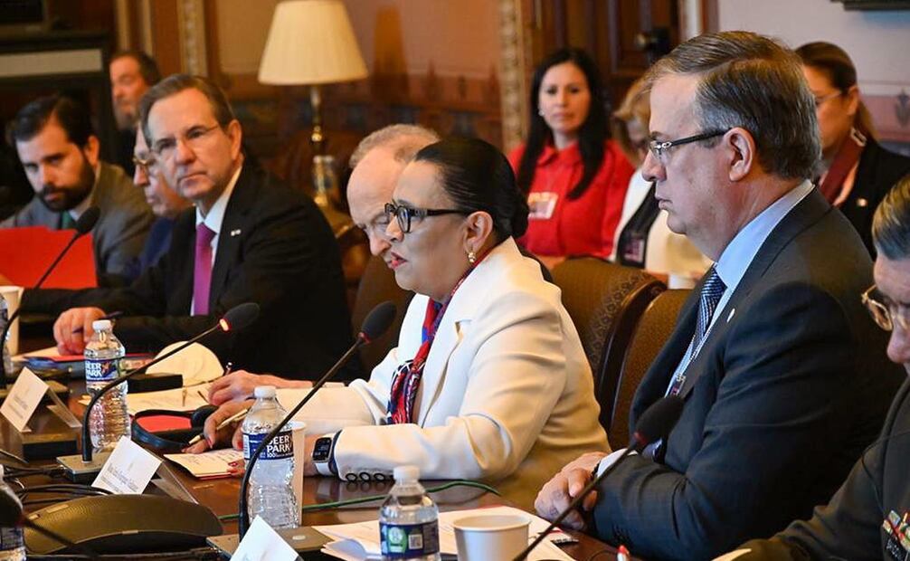 Rosa Icela Rodríguez, titular de la Secretaría de Seguridad y Protección Ciudadana (SSPC) en reunión bilateral en Washington. Foto: Especial