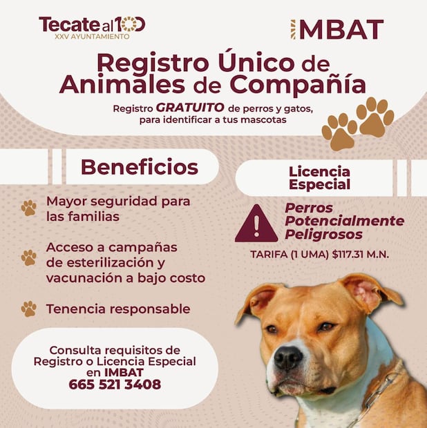Registro Único de Animales de Compañía, en Tecate Baja California. Foto: Especial