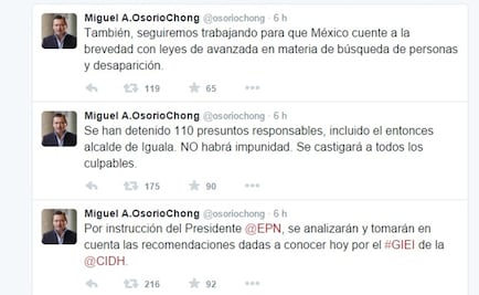 No habrá impunidad en caso Ayotzinapa: Osorio Chong