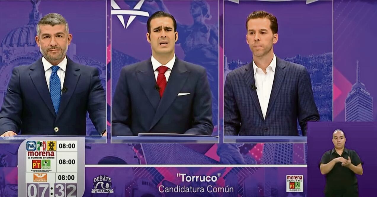 Mauricio Tabe (Va por la CDMX), Miguel Torruco (Morena-PT-PVEM) y Antonio Carbia (MC) hablaron sobre uso de suelo y desarrollo urbano. Fot: de Captura de Pantalla