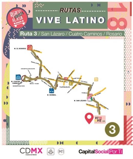 Mapas. Implementan transporte nocturno para asistentes al “Vive Latino”