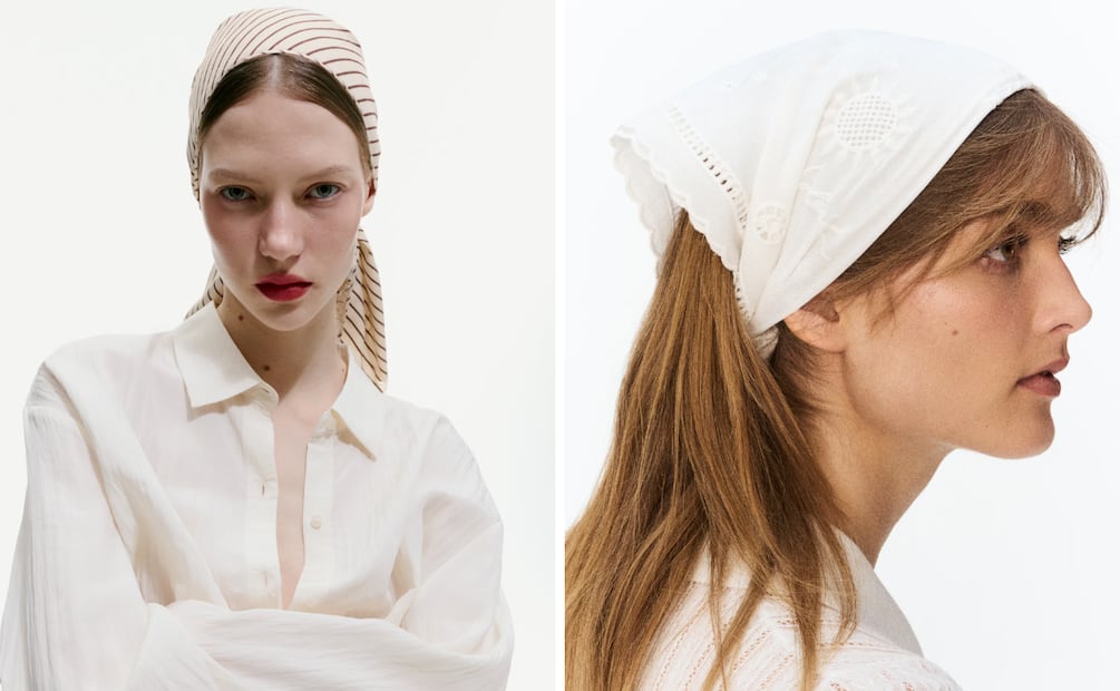 Las mascadas son la opción favorita para cubrir las canas. Foto: H&M