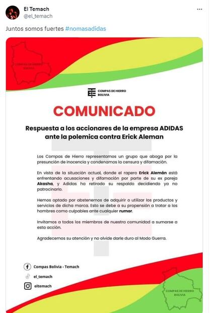 Comunicado de El Temach. Foto: X @el_temach