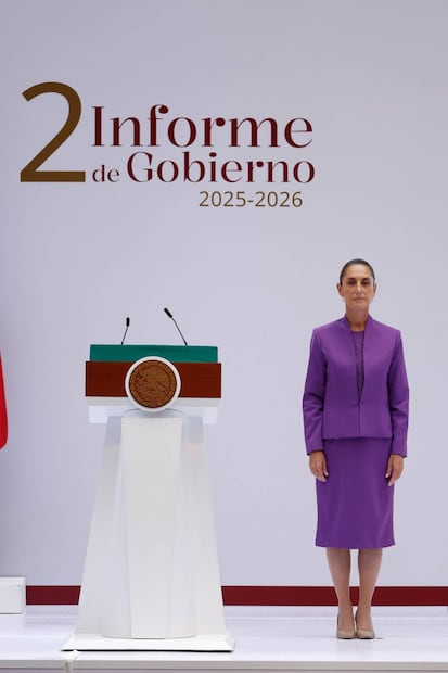 La presidenta Claudia Sheinbaum rinde su segundo informe de gobierno en Palacio Nacional, el 1 de septiembre de 2026. Foto: Diego Simón Sánchez/ EL UNIVERSAL