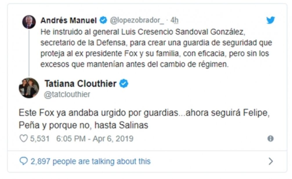 Fox ya andaba “urgido por guardias”, dice Tatiana Clouthier
