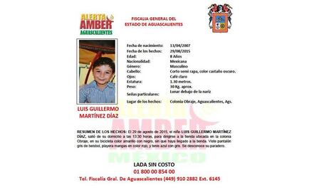 Buscan a niño de 8 años desaparecido en Aguascalientes