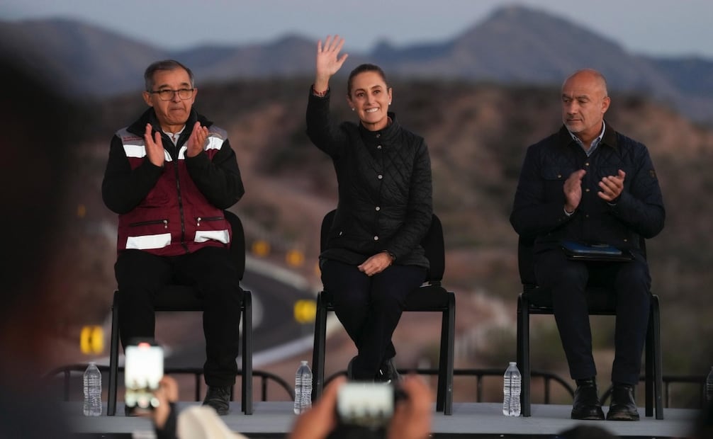 La presidenta Claudia Sheinbaum Pardo durante la inauguración de la Carretera Bavispe-Nuevo Casas Grandes este sábado 31 de enero de 2026. Foto: Especial