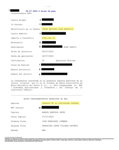 Comprobante de pago de renta al empresario Amílcar Olán. Foto: Captura de pantalla.