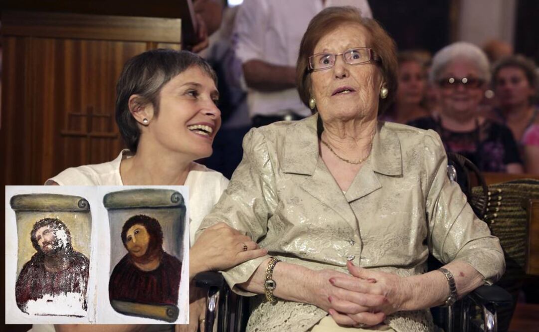 La "remodelación" del Ecce homo, ocurrida hace cuatro años, lanzó a la fama mundial -e inesperada- a Giménez, a través de las redes sociales, donde generó cientos de seguidores dentro y fuera de su país natal. FOTO: EFE/Javier Cebollada.