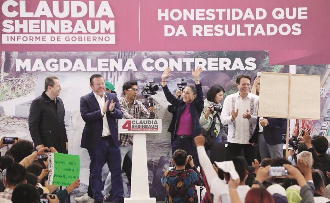 Claudia Sheinbaum acudió ayer a Magdalena Contreras para compartir detalles de su Cuarto Informe de Gobierno. Foto: Especial/EL UNIVERSAL 