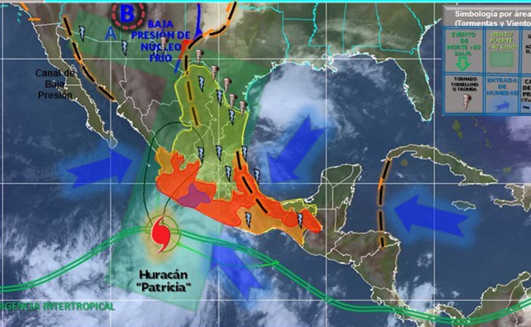 Última imagen difundida por Conagua que muestra la trayectoria del meteoro. /Especial
