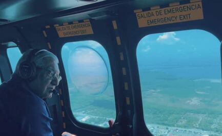 Tras inaugurar Dos Bocas, AMLO sobrevuela trazo del Tren Maya