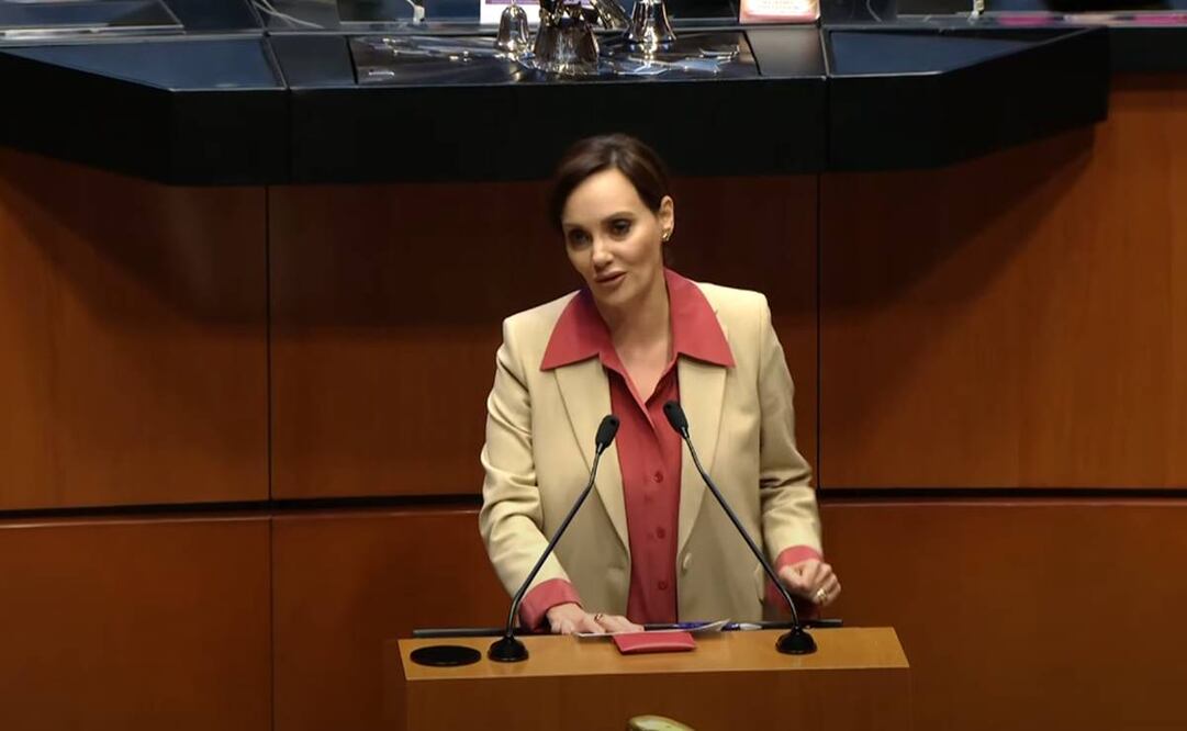 Lilly Téllez durante la sesión en la Cámara de Senadores. Foto: Captura de pantalla