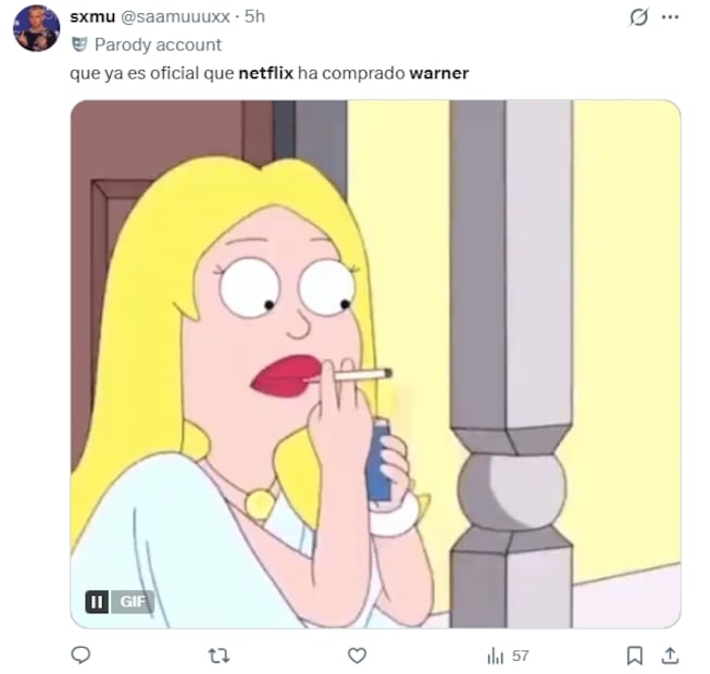 Los mejores memes de la compra de Warner Bros Discovery por parte de Netflix; así reaccionaron en X. Fuente: X
