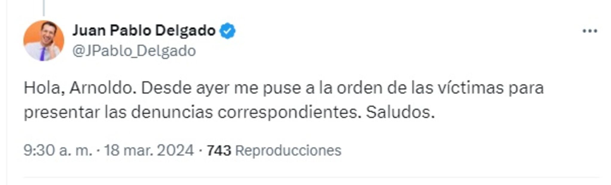 Tuit de Juan Pablo Delgado, aspirante a la alcaldía de León, sobre la golpiza a un joven afuera de un bar