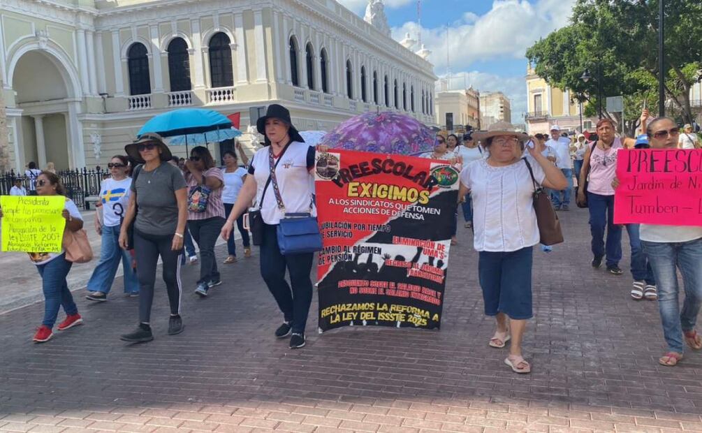 Protesta de maestros de la CNTE en Yucatán (29/05/2025). Foto: Especial