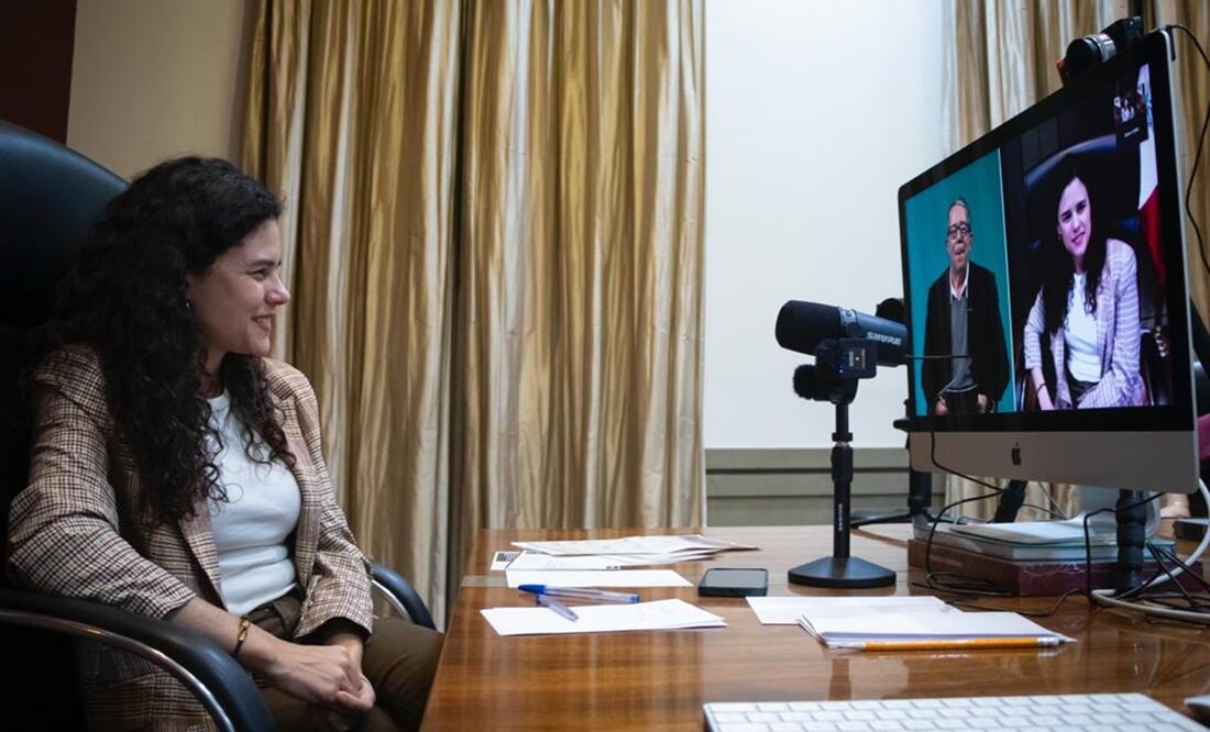 Luisa María Alcalde destacó en entrevista con Jenaro Villamil las acciones de apoyo en Acapulco. Foto: Segob