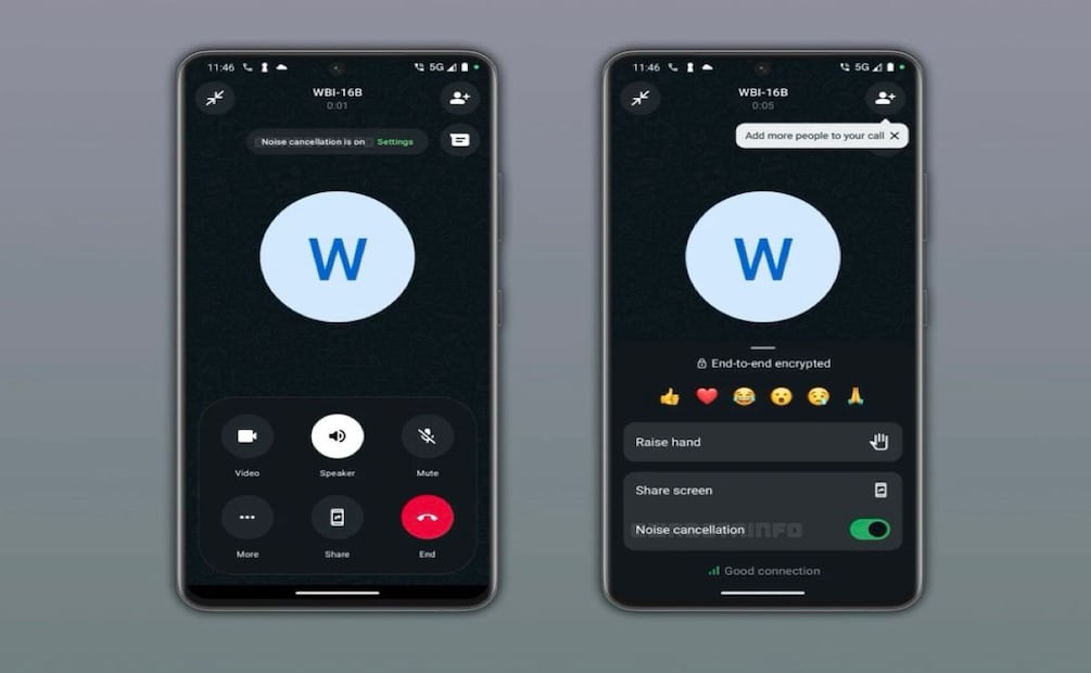 La función de cancelación de ruido estará en el menú de la llamada. Foto: WABetaInfo