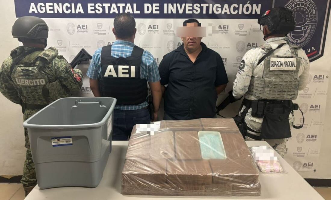 Detienen en Ciudad Juárez a hombre con más de 28 kilogramos de fentanilo (09/06/2025). Foto: Especial