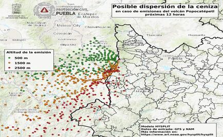 Prevén caída de ceniza del Popocatépetl en Puebla y Morelos