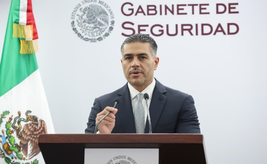 Omar García Harfuch, secretario de Seguridad y Protección Ciudadana, en conferencia de prensa este martes 28 de abril de 2026. Foto: Luis Camacho/ EL UNIVERSAL