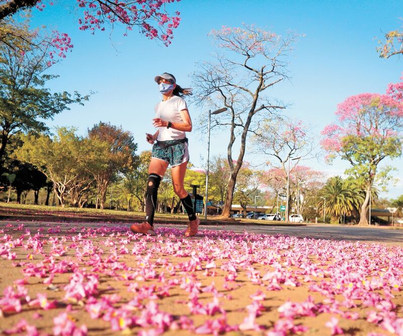 El parque Ibirapuera, este lunes en Sao Paulo, Brasil; la ciudad más poblada dio un paso más en el proceso de desescalada con la reapertura de sus parques. FERNANDO BIZERRA. EFE