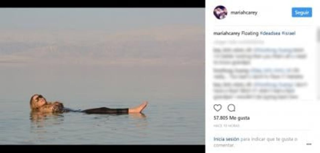Mariah Carey flota en el Mar Muerto