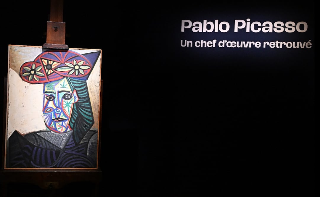 La pintura de Picasso recientemente redescubierta, "Busto de mujer con sombrero floreado". Foto: AP/Emma Da Silva.