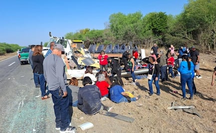 Vuelca autobús con peregrinos en carretera de Tamaulipas; reportan más de 10 lesionados