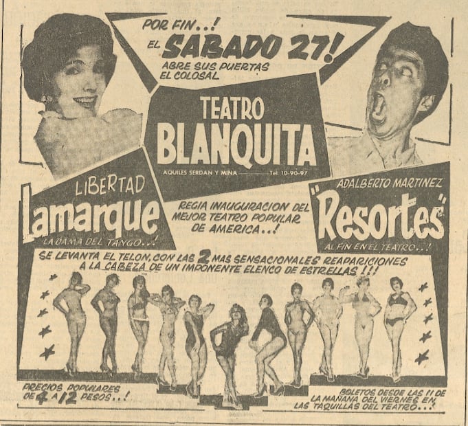 Anuncio de la inauguración del Teatro Blanquita, 27 de agosto de 1960.
Hemeroteca EL UNIVERSAL.