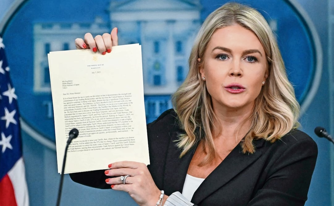 La vocera de la Casa Blanca habló sobre aranceles. Foto: Andrew Caballero / AFP