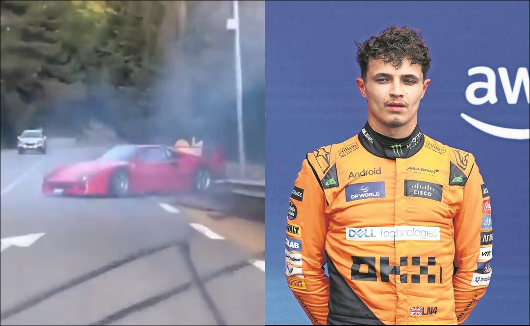 Un Ferrari F40 protagonizó brutal accidente cerca de Mónaco; el auto es propiedad de Lando Norris - Fotos: Captura de pantalla y AFP