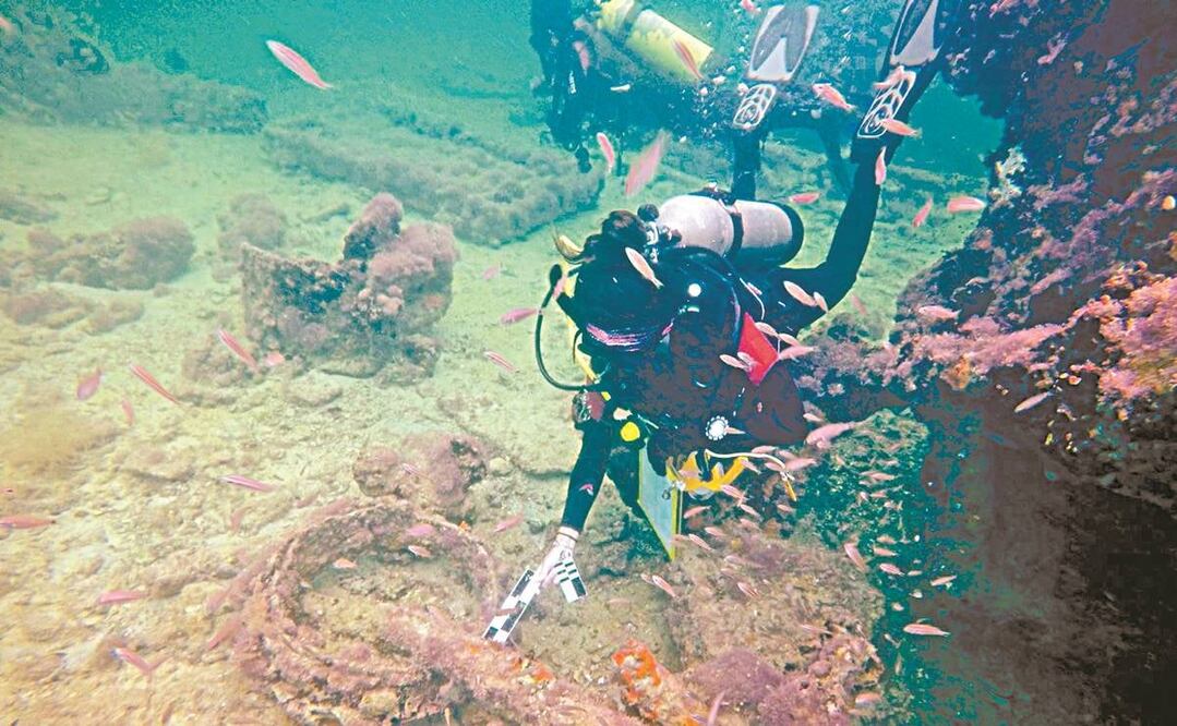 Investigadores de la Subdirección de Arqueología Subacuática del INAH hallaron el pecio “La Unión” en 2017 en el puerto de Sisal, Yucatán. Foto: CORTESÍA INAH