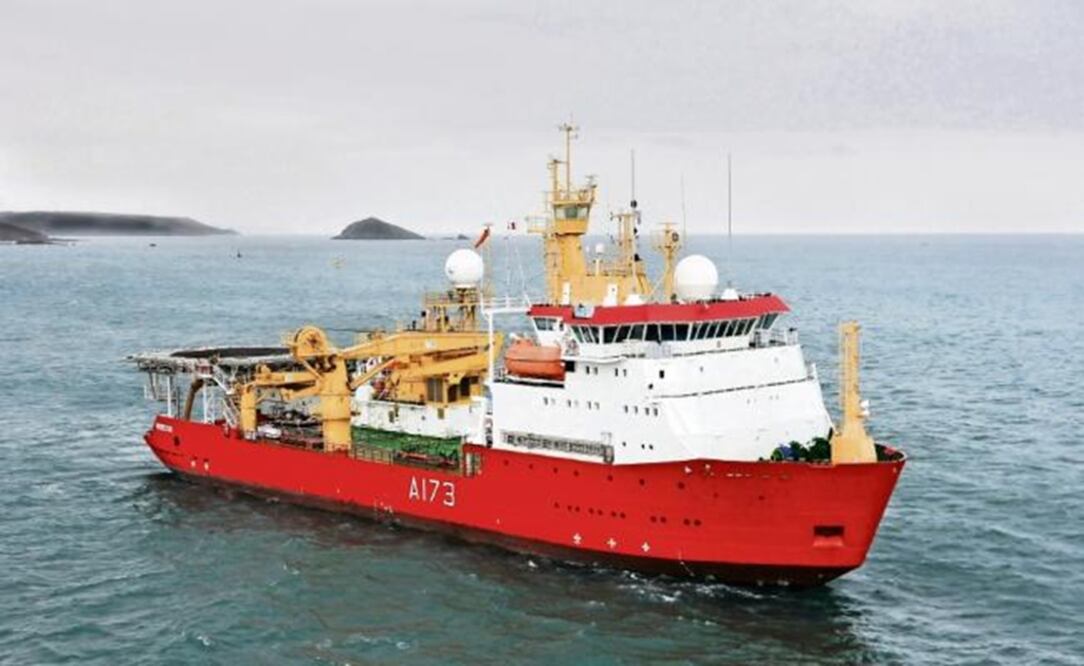 A British ice patrol ship , the Protector, was dispatched to help in the search operations – Photo by AP