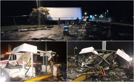 Camión de carga destruye casetas de cuota en la Siglo XXI